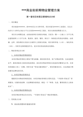 商业街前期物业管理方案 
