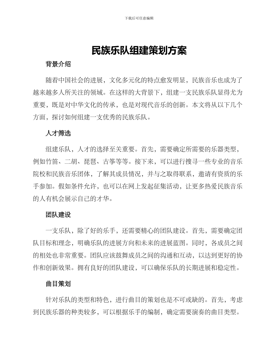 民族乐队组建策划方案_第1页