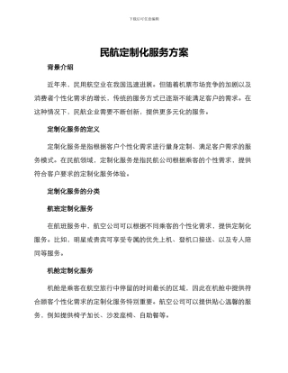 民航定制化服务方案