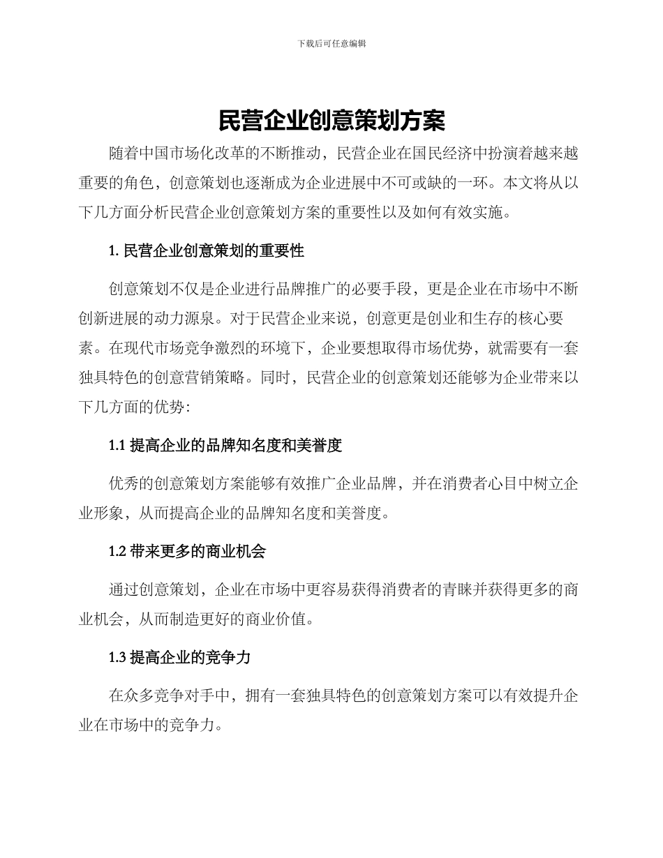 民营企业创意策划方案_第1页