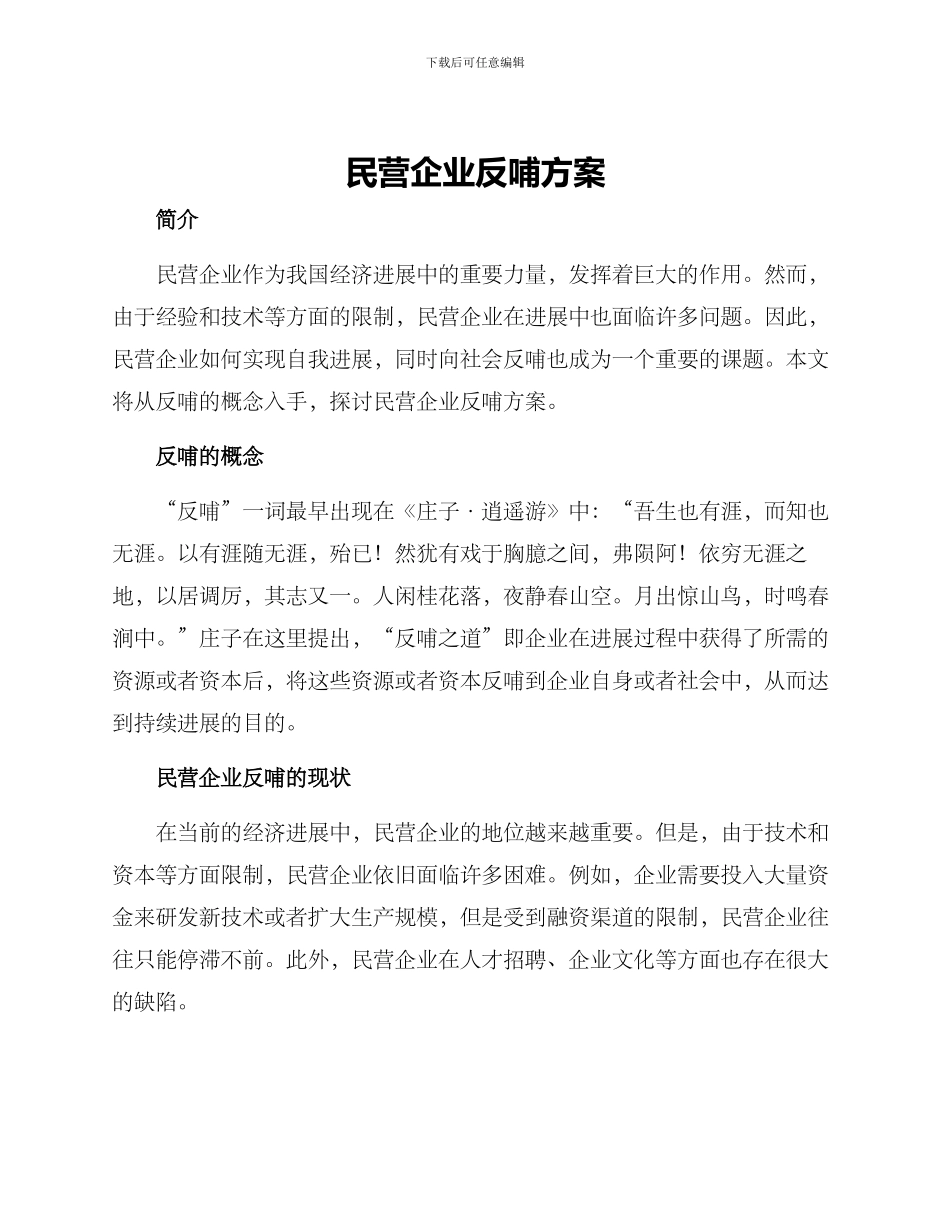 民营企业反哺方案_第1页