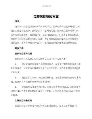 民营医院整改方案