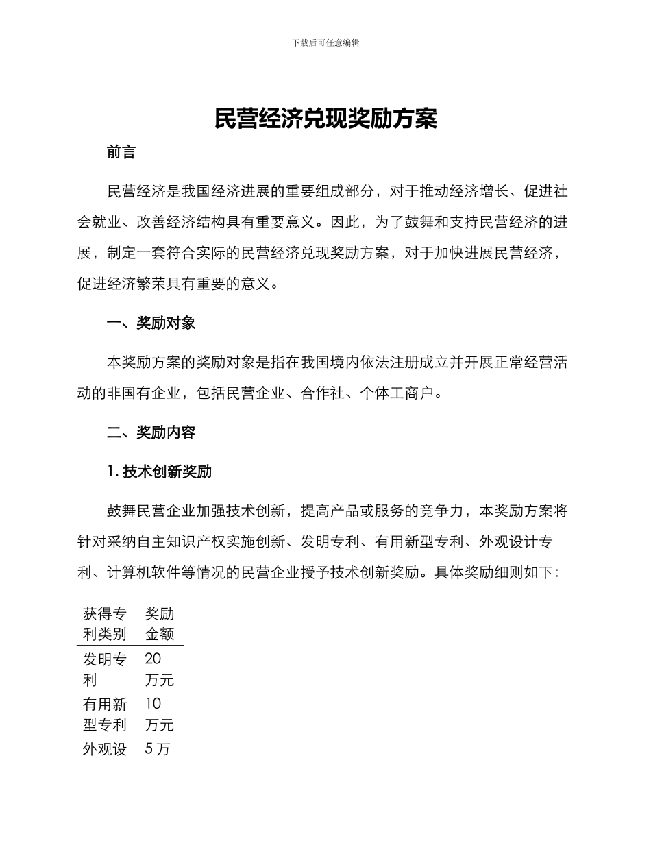 民营经济兑现奖励方案_第1页