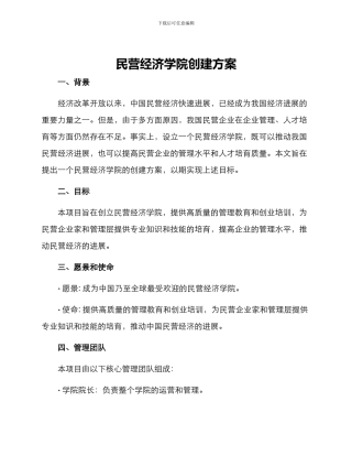 民营经济学院创建方案