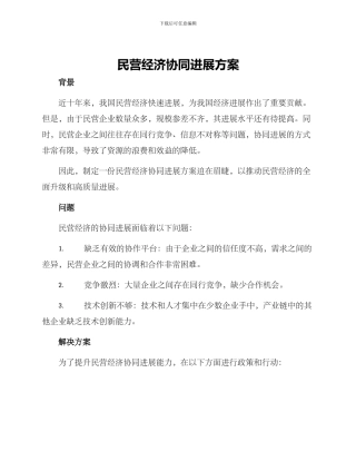 民营经济协同发展方案