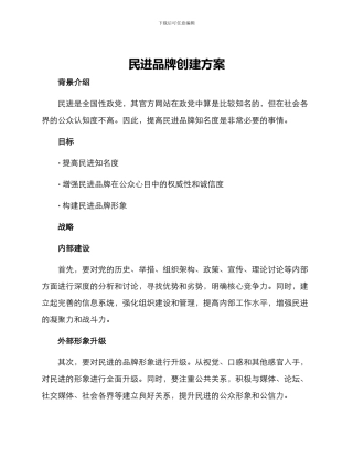 民进品牌创建方案