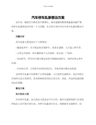 汽车停车乱象整治方案