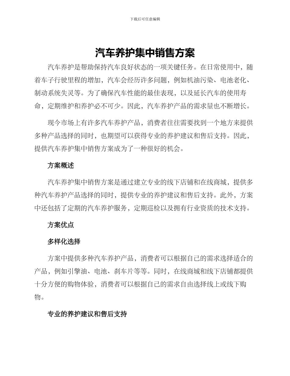 汽车养护集中销售方案_第1页