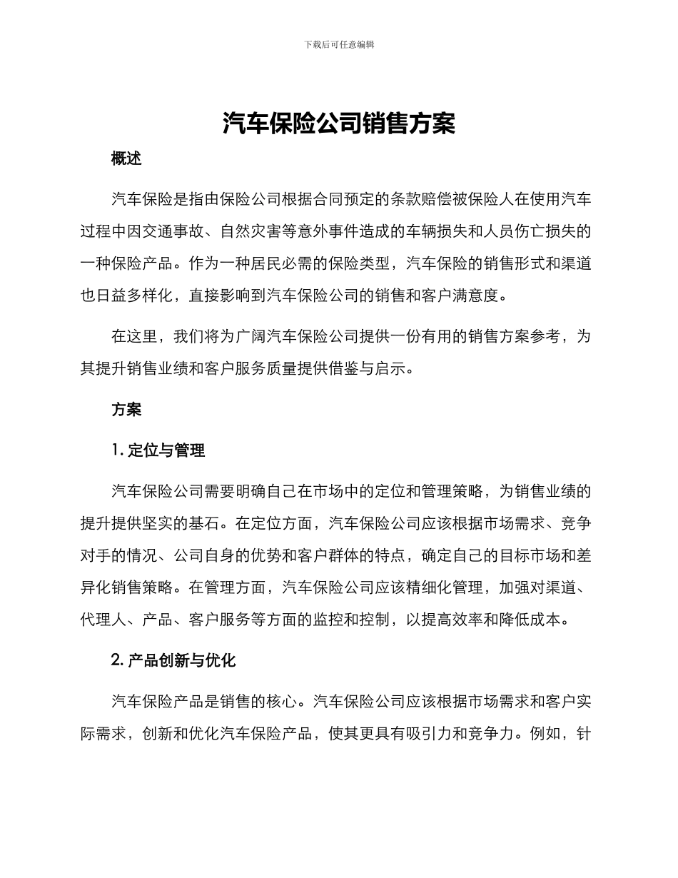 汽车保险公司销售方案_第1页