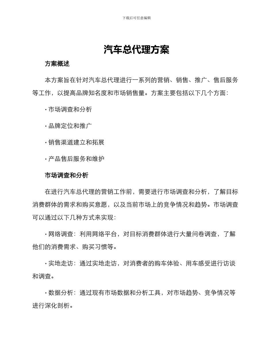 汽车总代理方案_第1页