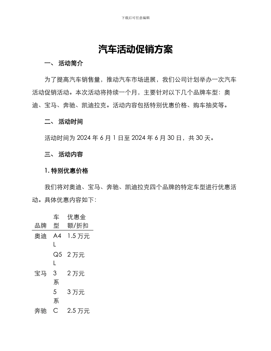 汽车活动促销方案_第1页