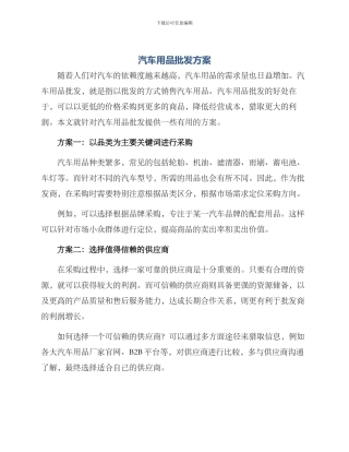 汽车用品批发方案