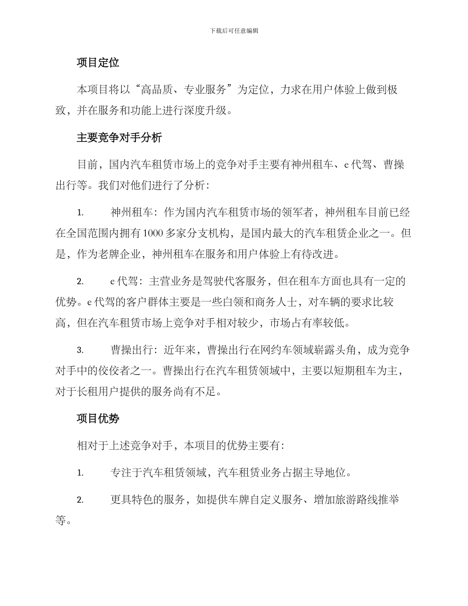 汽车租赁项目策划方案_第2页