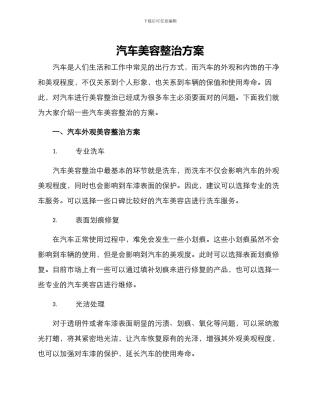 汽车美容整治方案