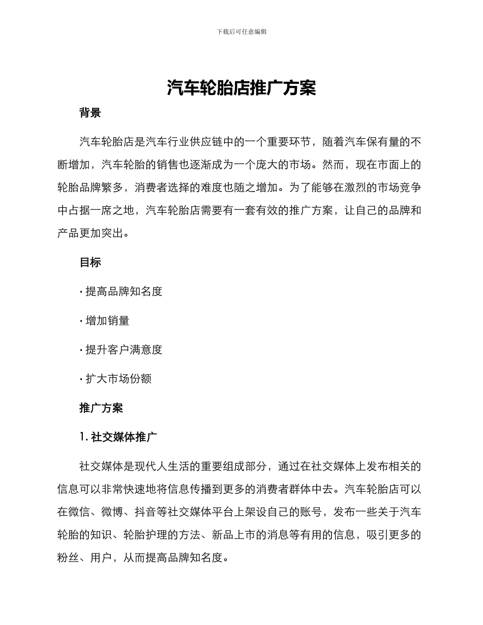 汽车轮胎店推广方案_第1页