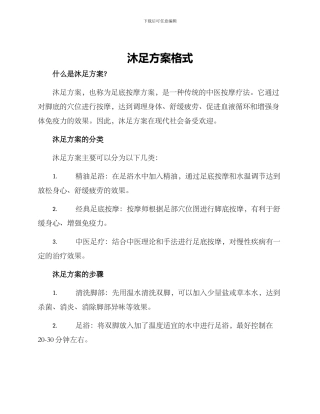 沐足方案格式