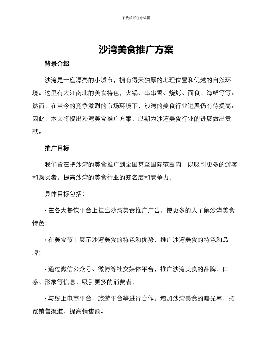 沙湾美食推广方案_第1页