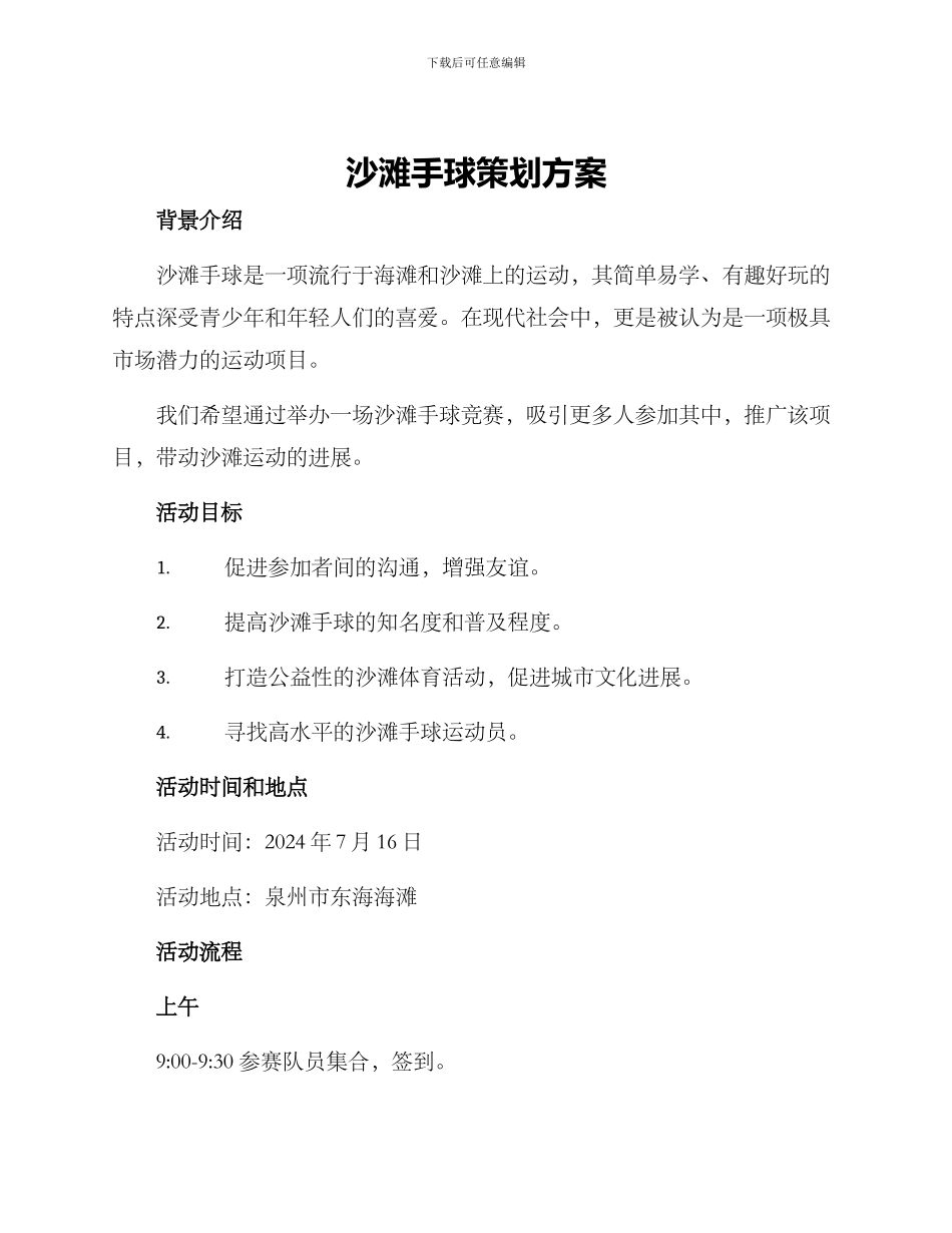 沙滩手球策划方案_第1页