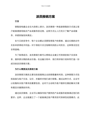 派员推销方案