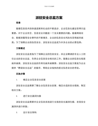 派驻安全总监方案