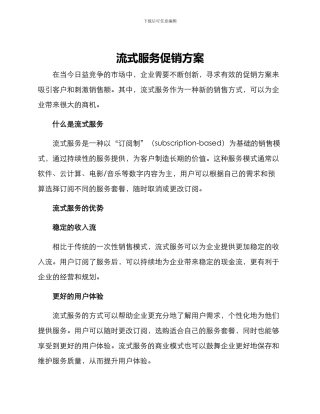 流式服务促销方案