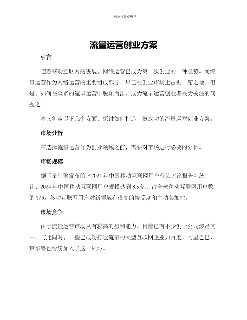 流量运营创业方案_第1页