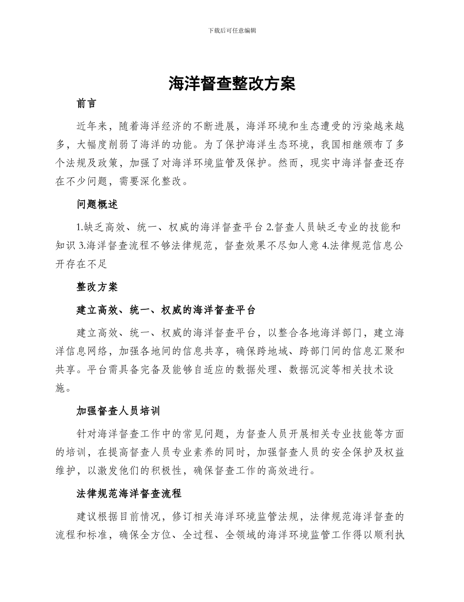 海洋督查整改方案_第1页
