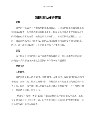 清吧团队分析方案