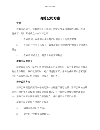 清算公司方案