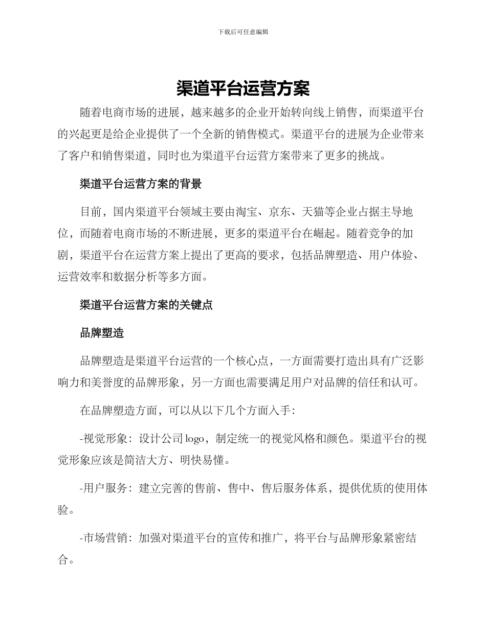 渠道平台运营方案_第1页