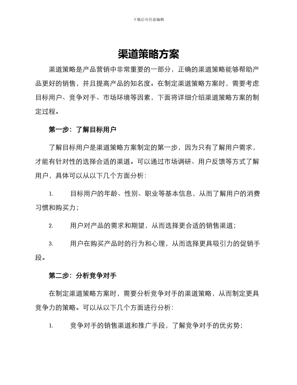 渠道策略方案_第1页