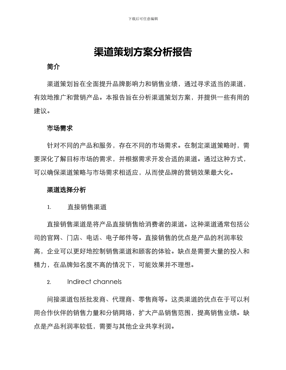 渠道策划方案分析报告_第1页