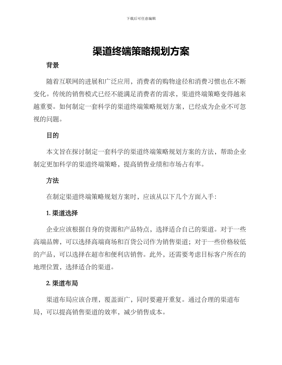 渠道终端策略规划方案_第1页