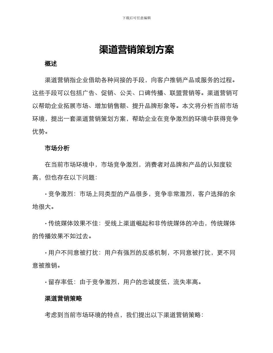 渠道营销策划方案_第1页