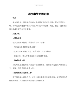 漏水事故处置方案