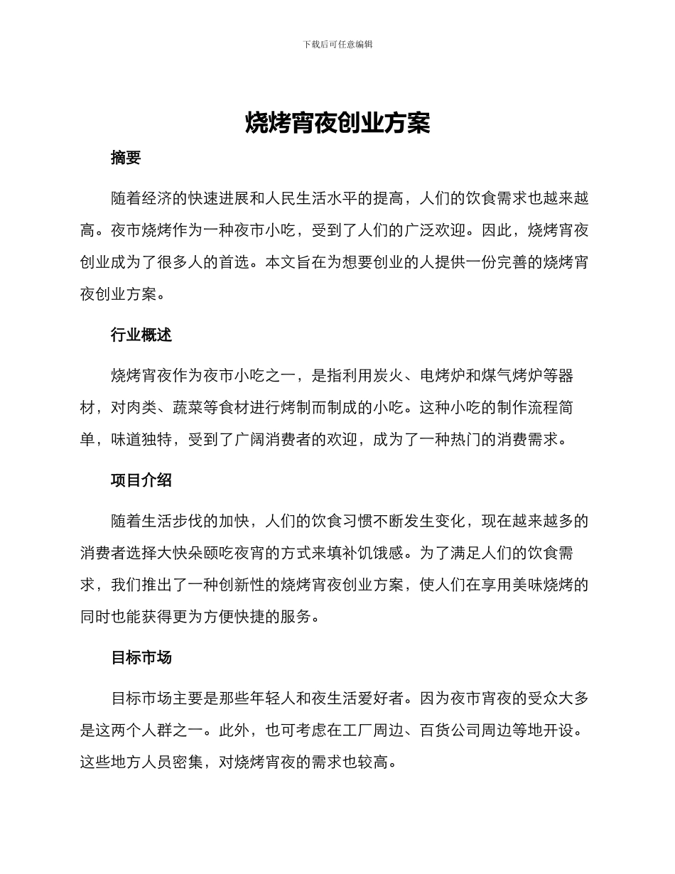 烧烤宵夜创业方案_第1页