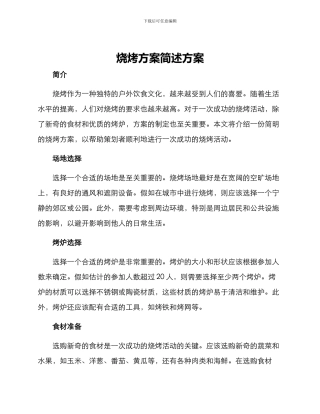 烧烤方案简述方案