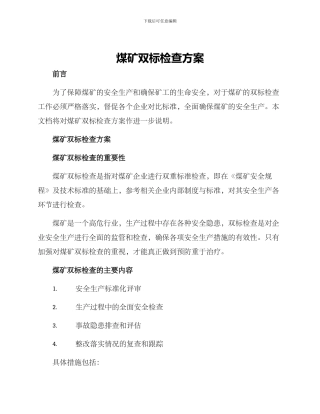 煤矿双标检查方案