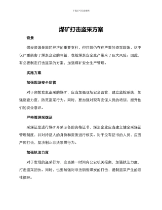 煤矿打击盗采方案