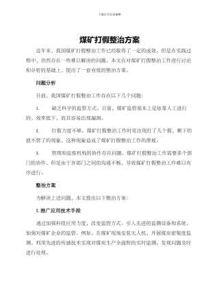 煤矿打假整治方案