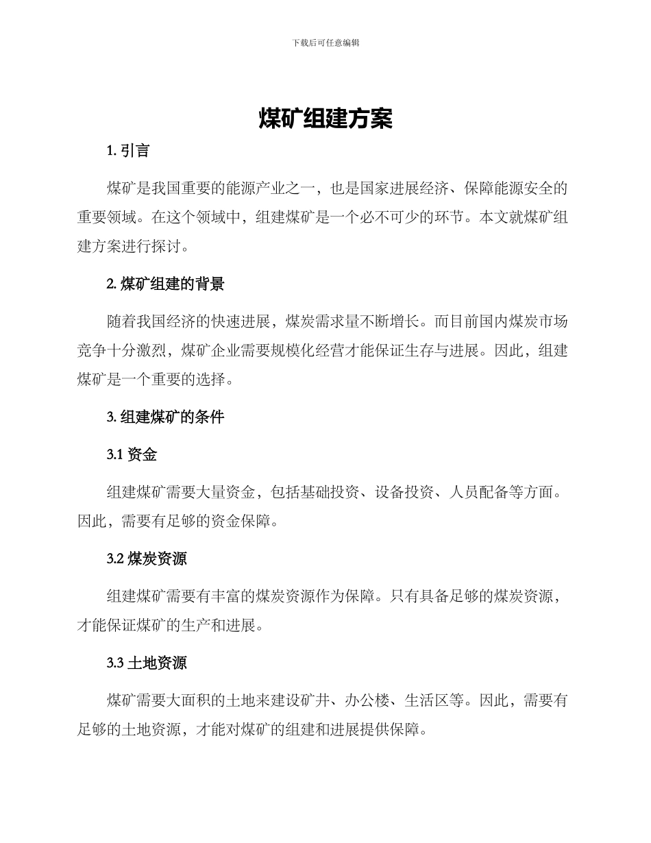 煤矿组建方案_第1页