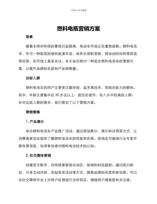 燃料电瓶营销方案
