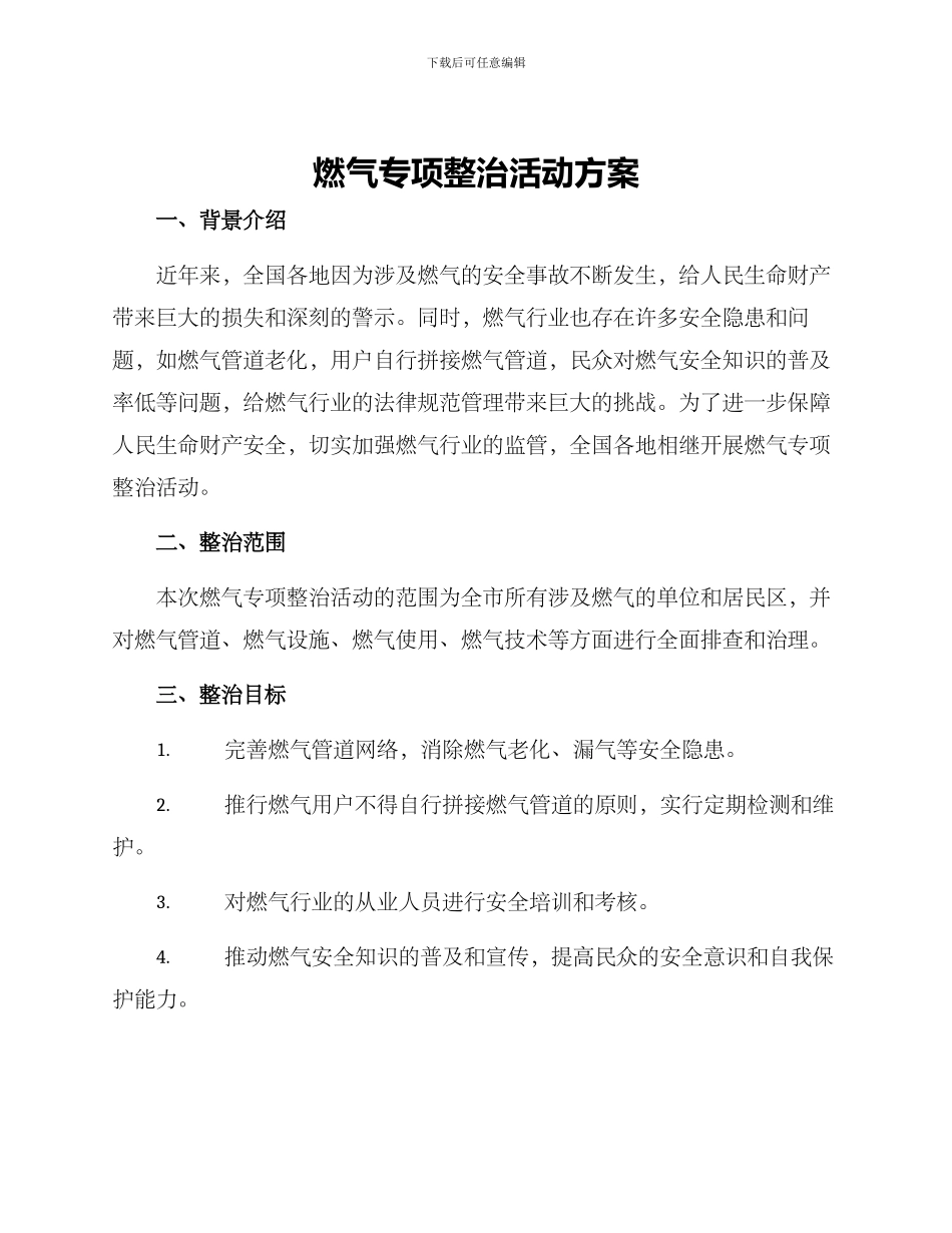 燃气专项整治活动方案_第1页