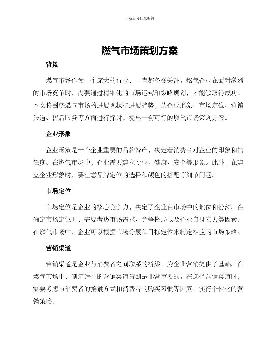 燃气市场策划方案_第1页