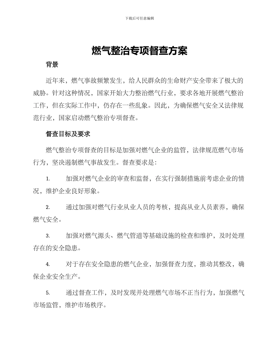 燃气整治专项督查方案_第1页