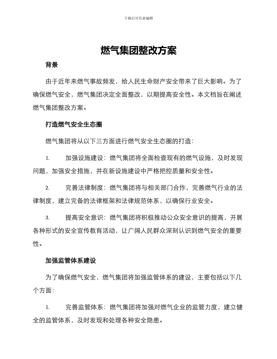 燃气集团整改方案_第1页