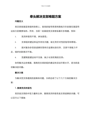 牵头解决支部难题方案