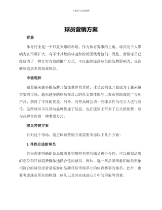 球员营销方案