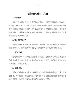 球鞋网络推广方案