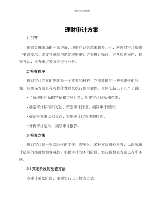 理财审计方案